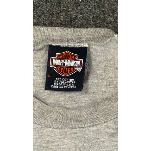 Vintage Harley Davidson Long Sleeve T-Shirt Mens L Grey USA Made Dover Ohio - Picture 3 of 3